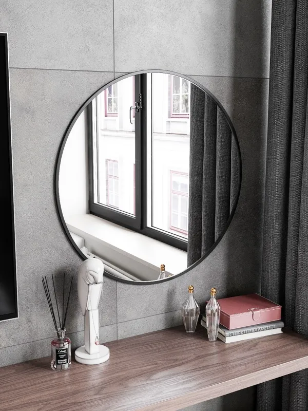 Зеркало навесное Z-15 D70 см c черной рамкой